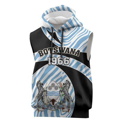 Personalized Botswana Independence Day Sleeveless Hoodie - Lefatshe la Botswana with Zebra Pattern - African Pride