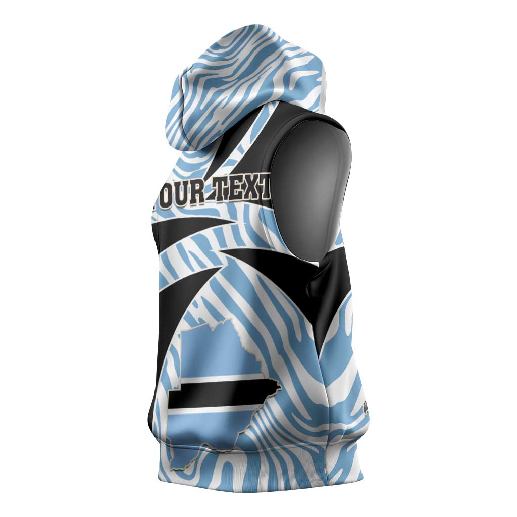 Personalized Botswana Independence Day Sleeveless Hoodie - Lefatshe la Botswana with Zebra Pattern - African Pride