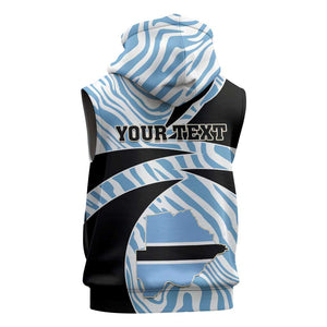 Personalized Botswana Independence Day Sleeveless Zip Hoodie - Lefatshe la Botswana with Zebra Pattern - African Pride
