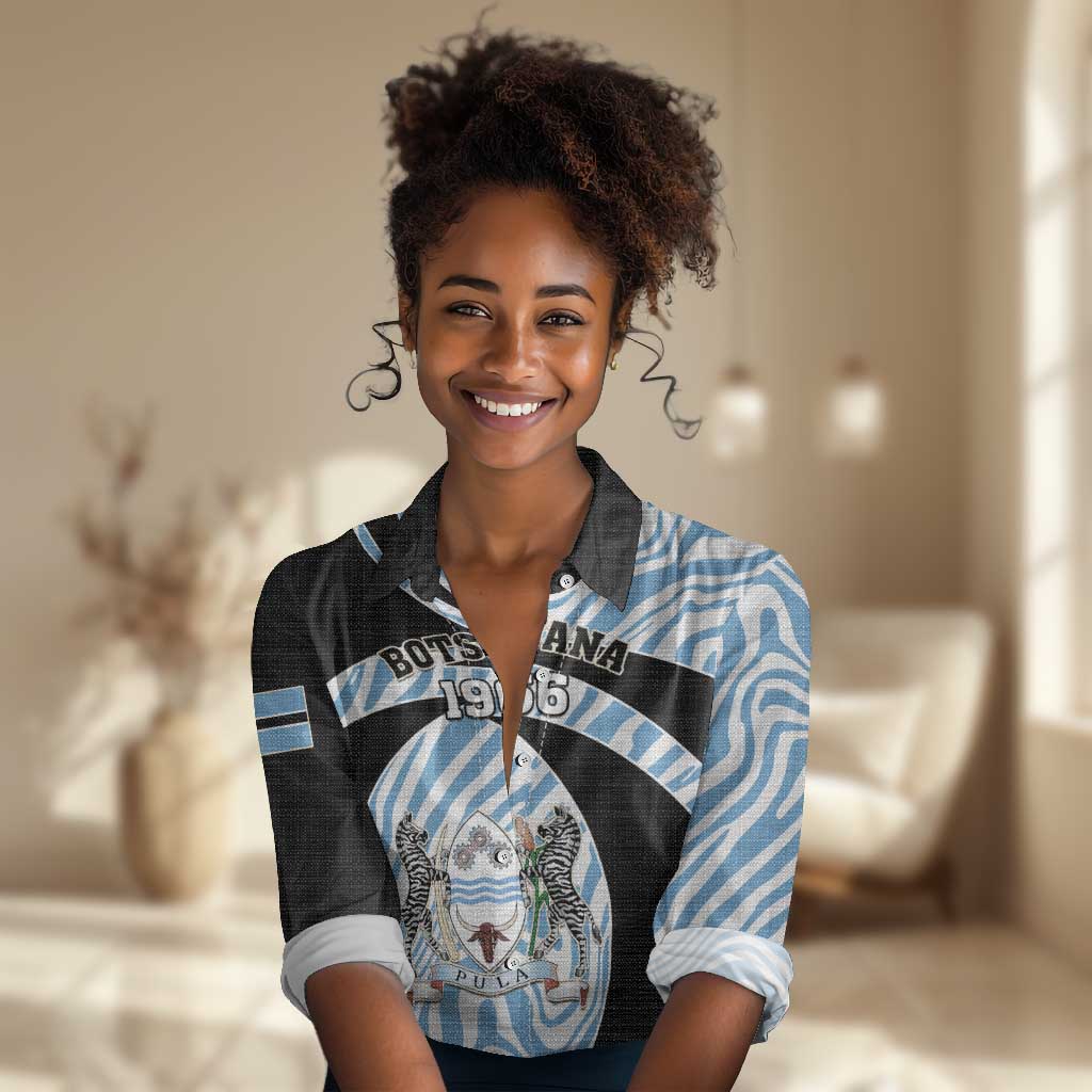 Personalized Botswana Independence Day Women Casual Shirt - Lefatshe la Botswana with Zebra Pattern LT01