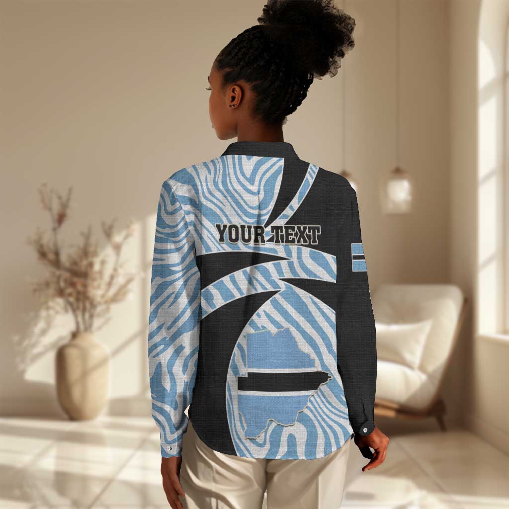 Personalized Botswana Independence Day Women Casual Shirt - Lefatshe la Botswana with Zebra Pattern LT01