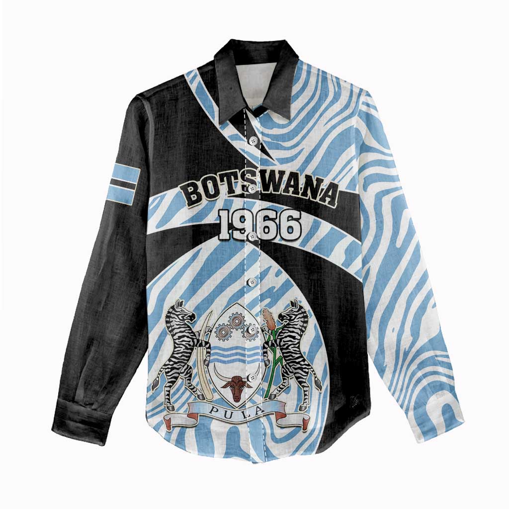 Personalized Botswana Independence Day Women Casual Shirt - Lefatshe la Botswana with Zebra Pattern LT01