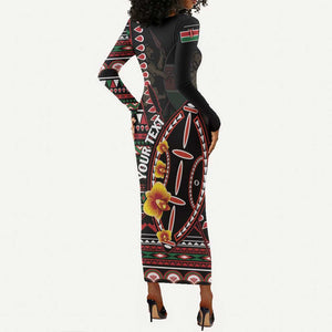 Personalized Kenya Long Sleeve Bodycon Dress Jamhuri Day, Kenya Shield LT01
