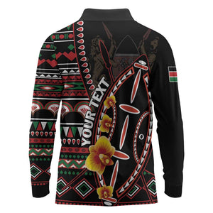 Personalized Kenya Long Sleeve Polo Shirt Jamhuri Day, Kenya Shield