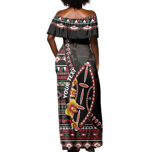 Personalized Kenya Off Shoulder Maxi Dress Jamhuri Day, Kenya Shield