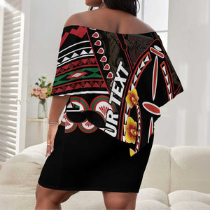 Personalized Kenya Off Shoulder Short Dress Jamhuri Day, Kenya Shield
