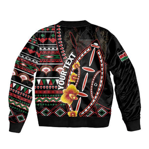 Personalized Kenya Sleeve Zip Bomber Jacket Jamhuri Day, Kenya Shield