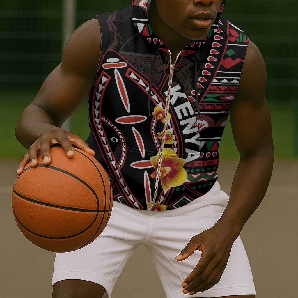 Personalized Kenya Sleeveless Zip Hoodie Jamhuri Day, Kenya Shield - African Pride