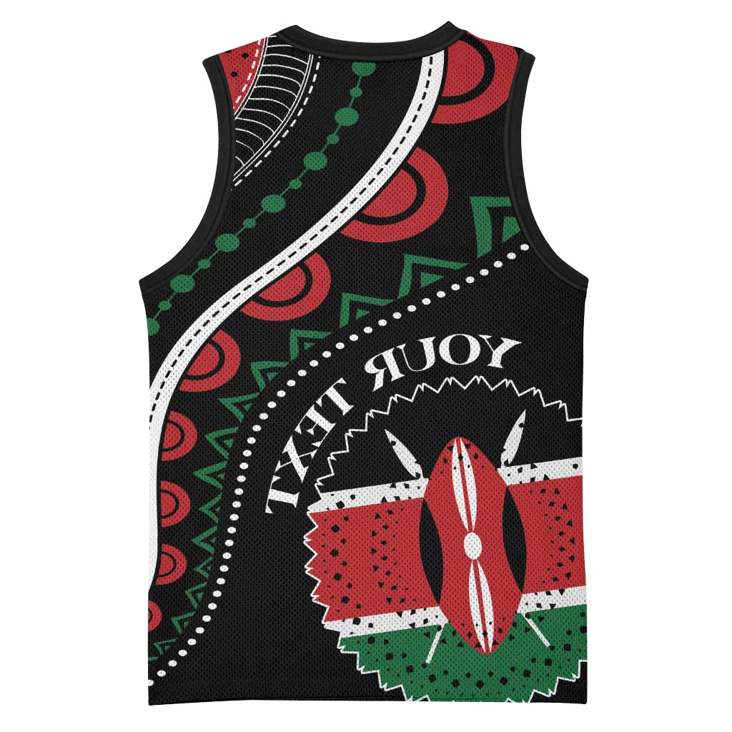 Personalized Kenya Basketball Jersey Harambee African Pattern - Coat of Arms Design - African Pride