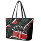 Kenya Leather Tote Bag Harambee African Pattern - Coat of Arms Design