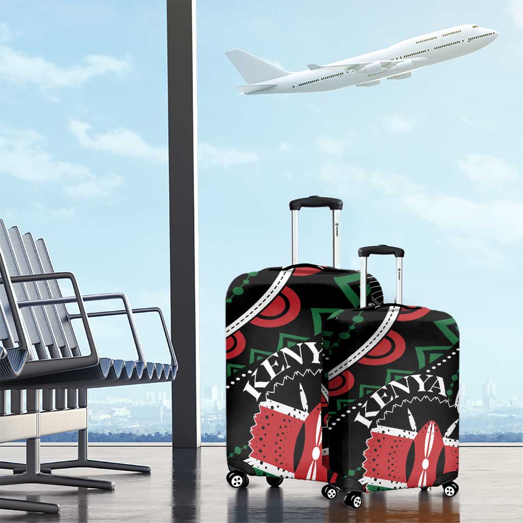 Kenya Luggage Cover Harambee African Pattern - Coat of Arms Design