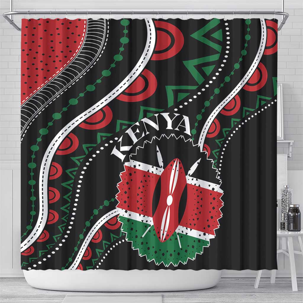 Kenya Shower Curtain Harambee African Pattern - Coat of Arms Design