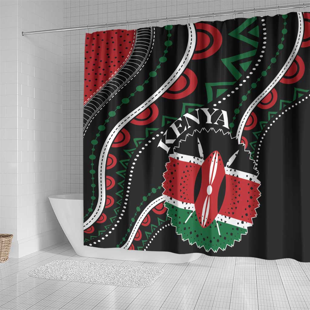 Kenya Shower Curtain Harambee African Pattern - Coat of Arms Design