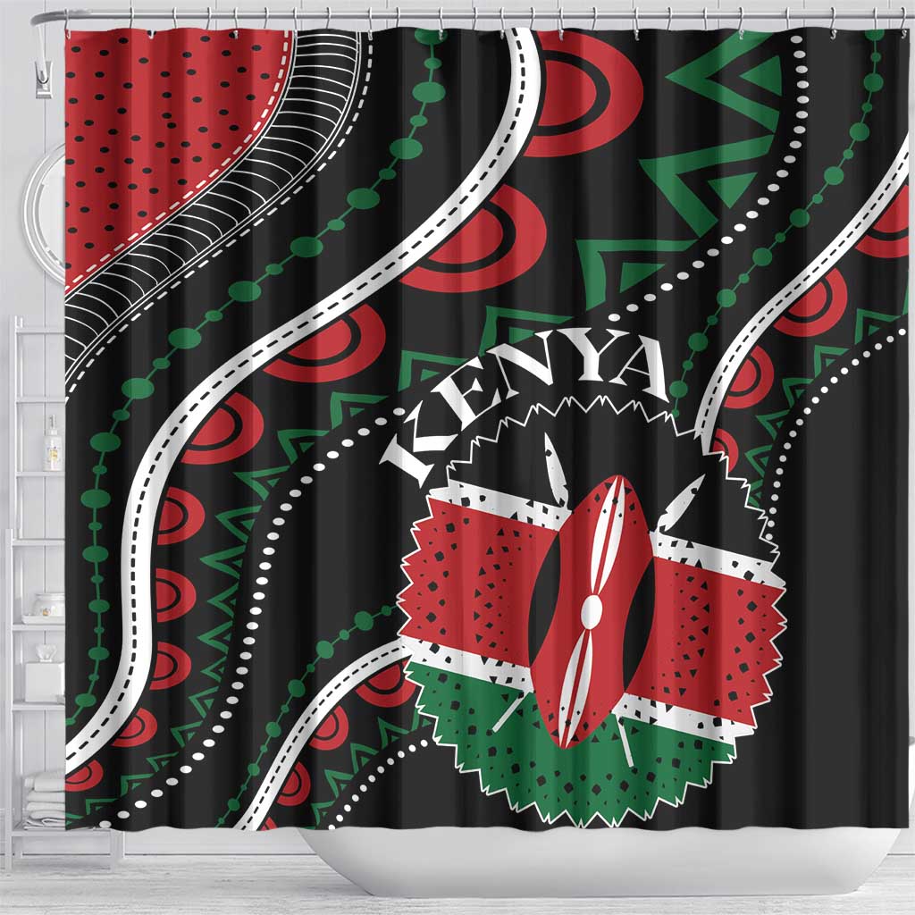 Kenya Shower Curtain Harambee African Pattern - Coat of Arms Design