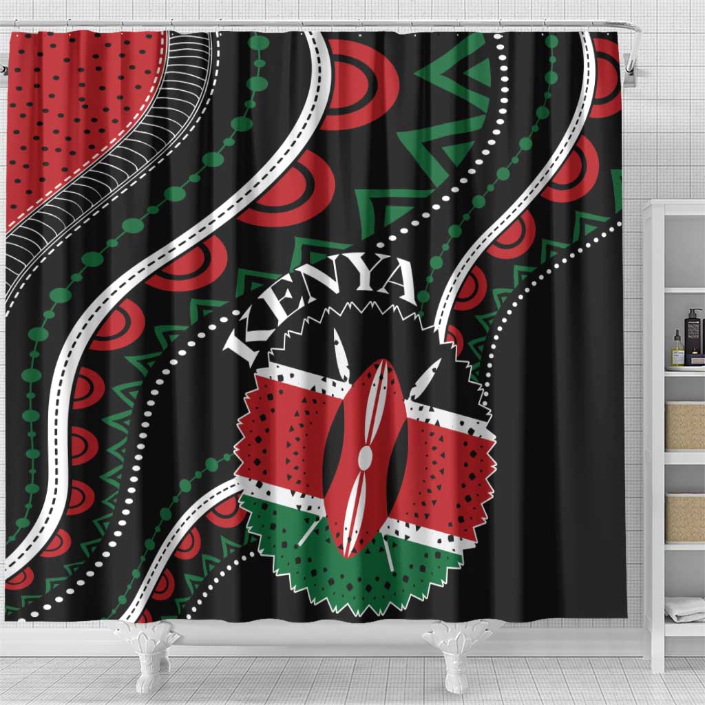 Kenya Shower Curtain Harambee African Pattern - Coat of Arms Design