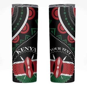 Personalized Kenya Skinny Tumbler Harambee African Pattern - Coat of Arms Design