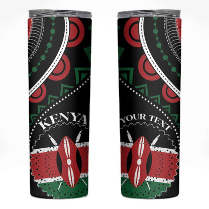 Personalized Kenya Skinny Tumbler Harambee African Pattern - Coat of Arms Design