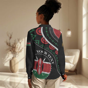 Personalized Kenya Women Casual Shirt Harambee African Pattern - Coat of Arms Design LT01