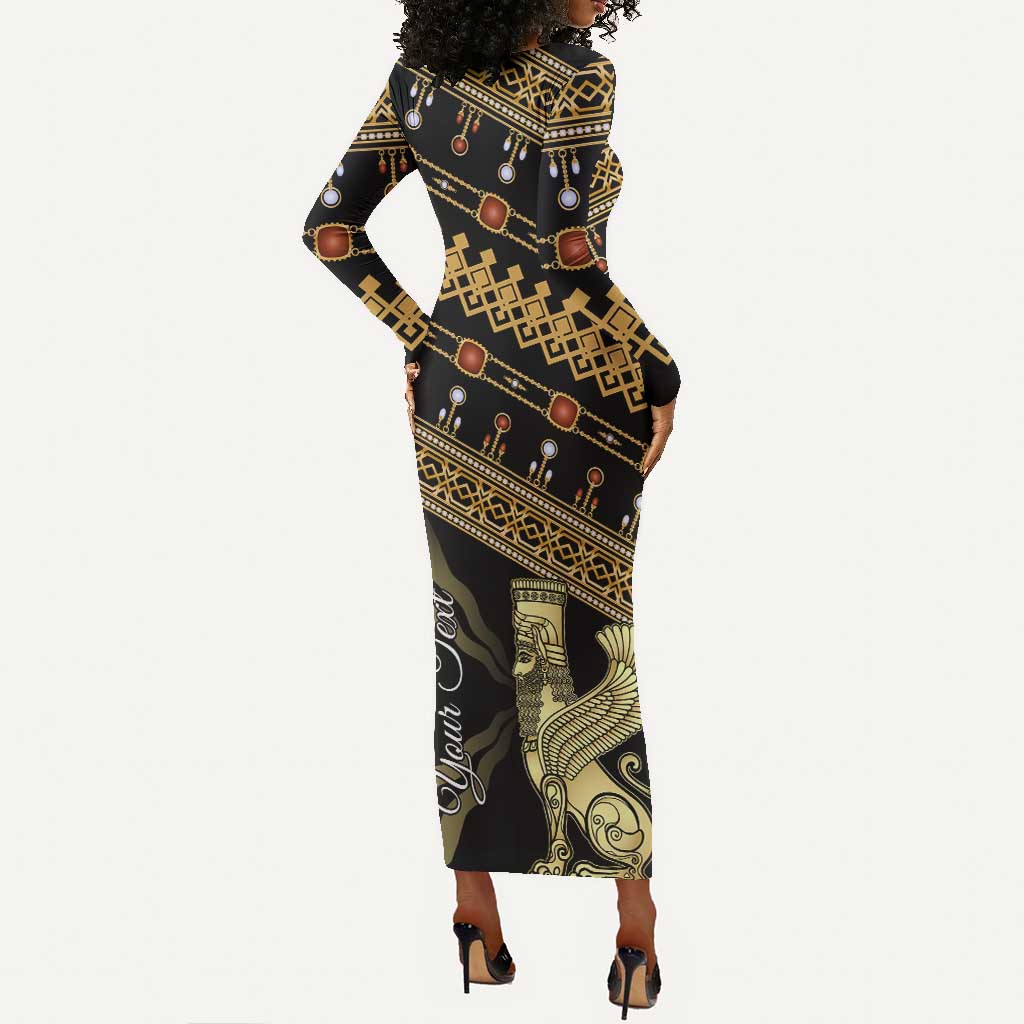 Assyrian New Year Long Sleeve Bodycon Dress Akitu 6774 Kha B Nissan LT01