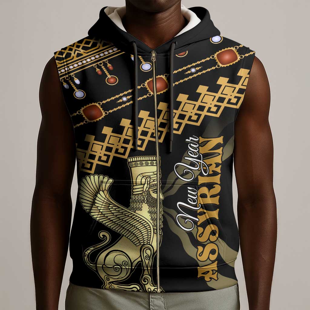 Assyrian New Year Sleeveless Zip Hoodie Akitu 6774 Kha B Nissan - African Pride