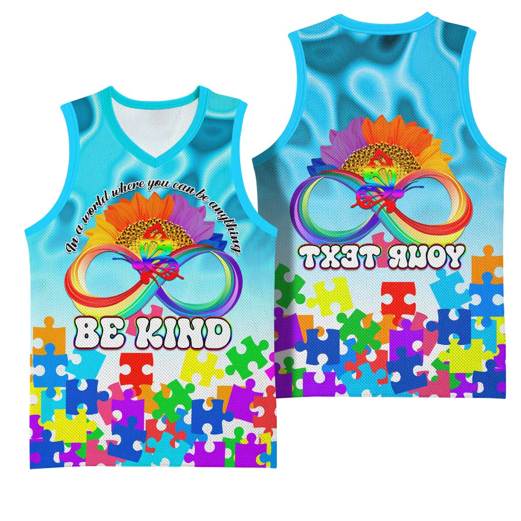 World Autism Awareness Day 2024 Basketball Jersey In A World Where You Can Be Anything Be Kind - African Pride