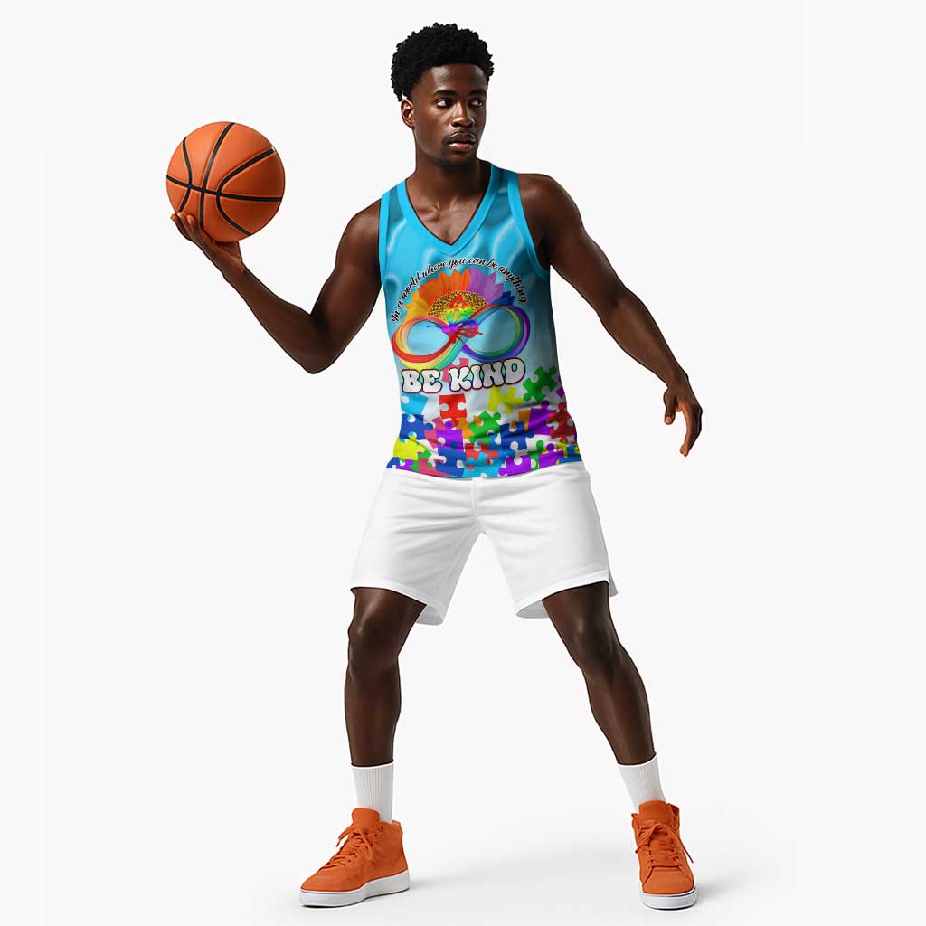 World Autism Awareness Day 2024 Basketball Jersey In A World Where You Can Be Anything Be Kind - African Pride