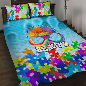 World Autism Awareness Day 2024 Quilt Bed Set In A World Where You Can Be Anything Be Kind