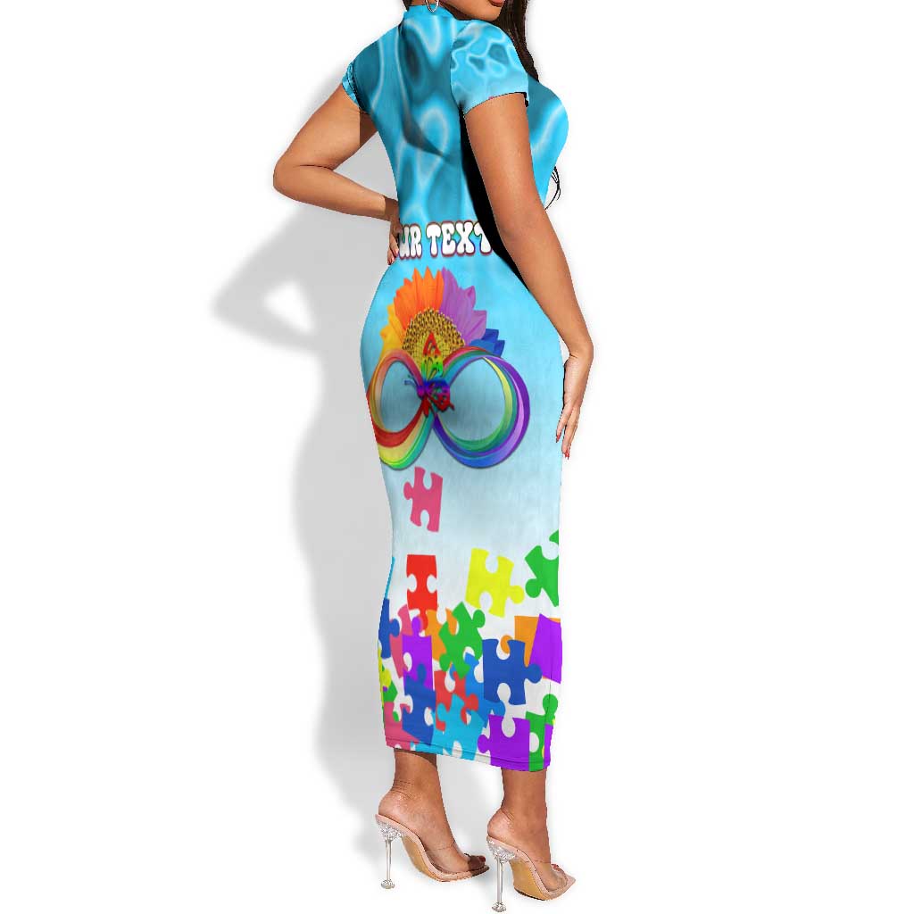 World Autism Awareness Day 2024 Short Sleeve Bodycon Dress In A World Where You Can Be Anything Be Kind LT01