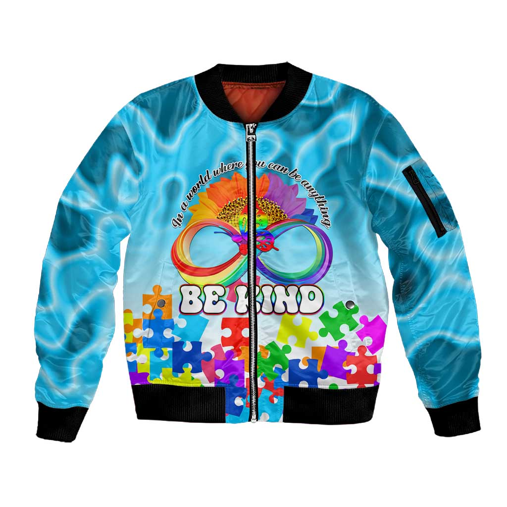 Autism Jacket World Autism Awareness Day 2024 Sleeve Zip Bomber Jacket In A World ...