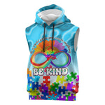 World Autism Awareness Day 2024 Sleeveless Hoodie In A World Where You Can Be Anything Be Kind - African Pride