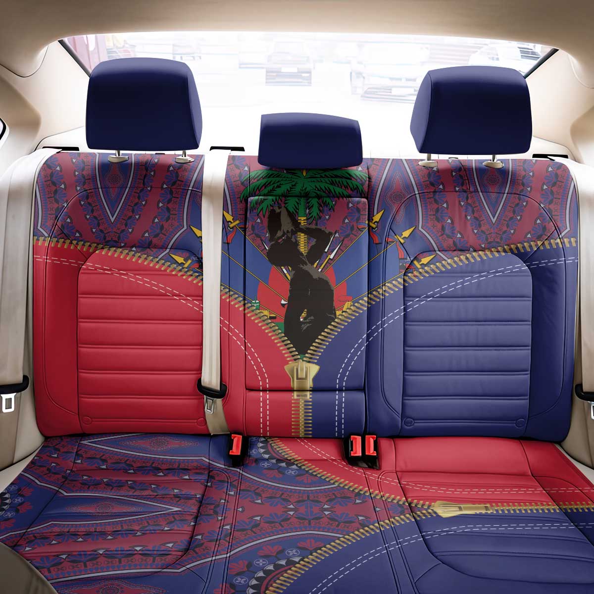 Afro Haiti Heritage Month Back Car Seat Cover Zipper Stylized