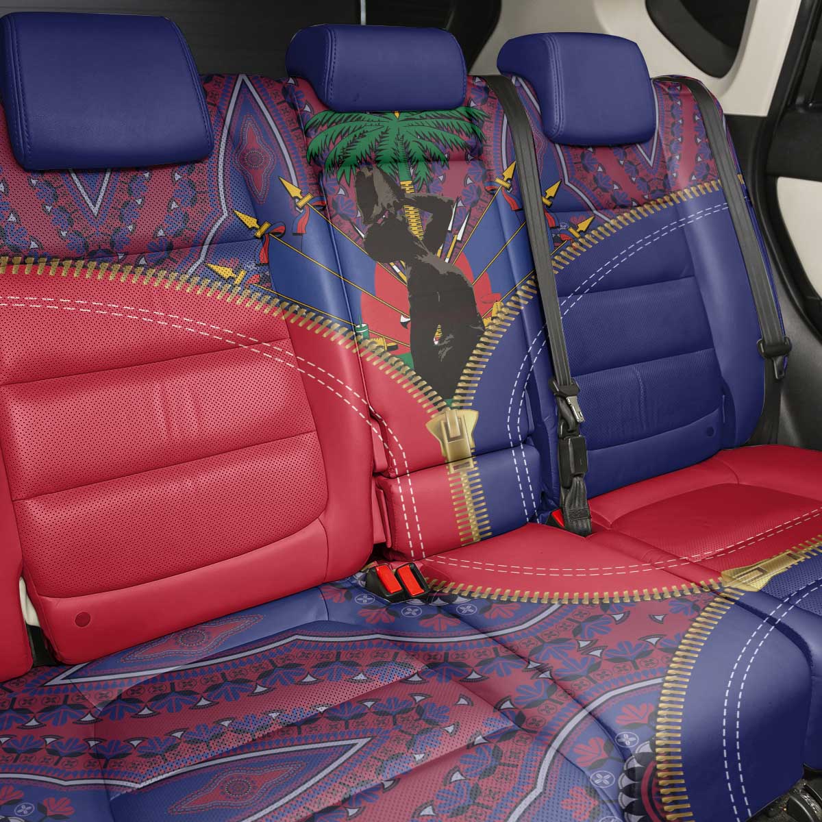 Afro Haiti Heritage Month Back Car Seat Cover Zipper Stylized