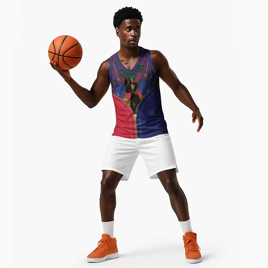 Afro Haiti Heritage Month Basketball Jersey Zipper Stylized - African Pride