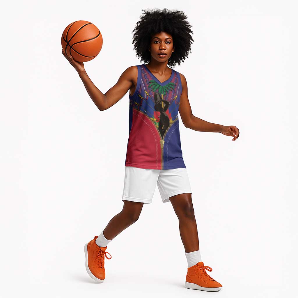 Afro Haiti Heritage Month Basketball Jersey Zipper Stylized - African Pride