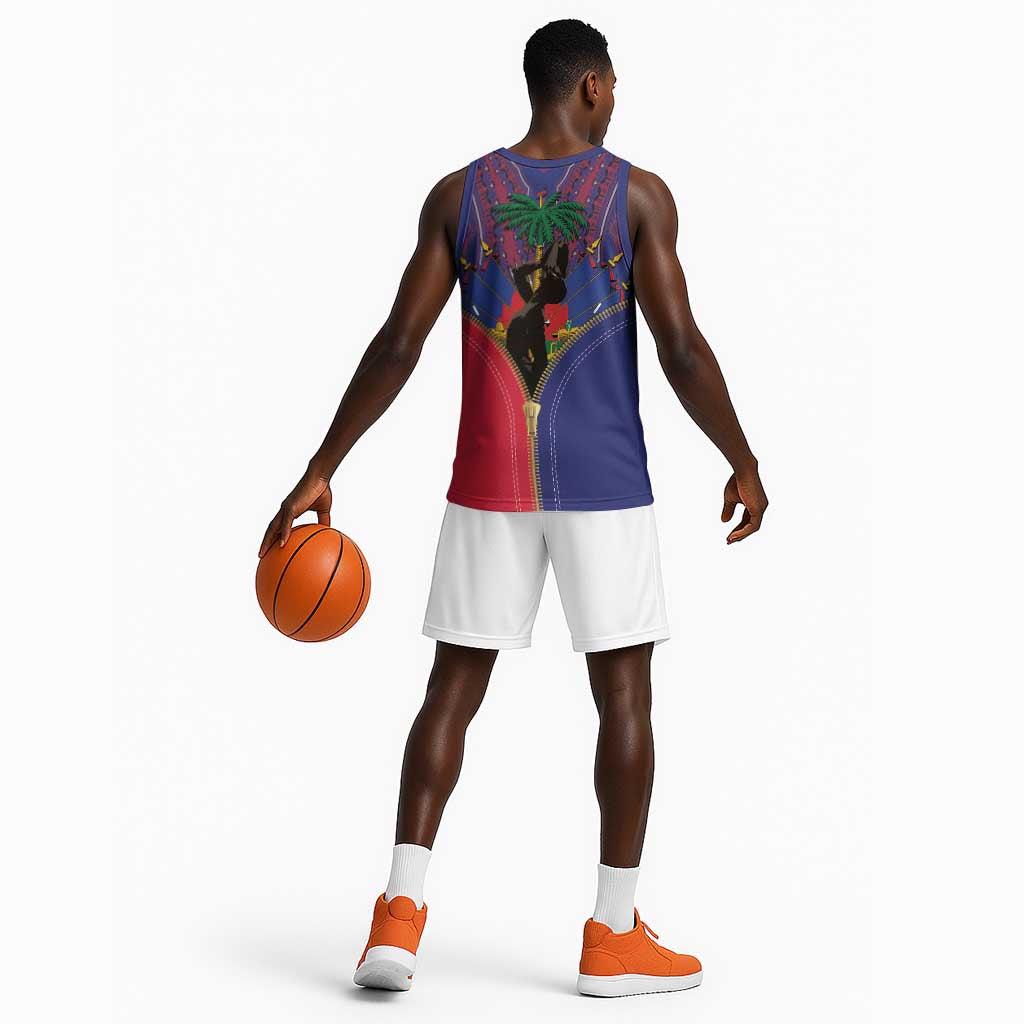 Afro Haiti Heritage Month Basketball Jersey Zipper Stylized - African Pride
