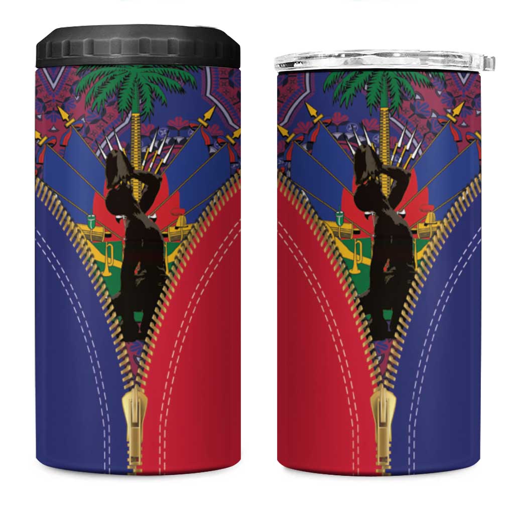 Afro Haiti Heritage Month 4 in 1 Can Cooler Tumbler Zipper Stylized