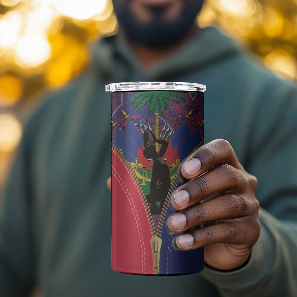 Afro Haiti Heritage Month 4 in 1 Can Cooler Tumbler Zipper Stylized