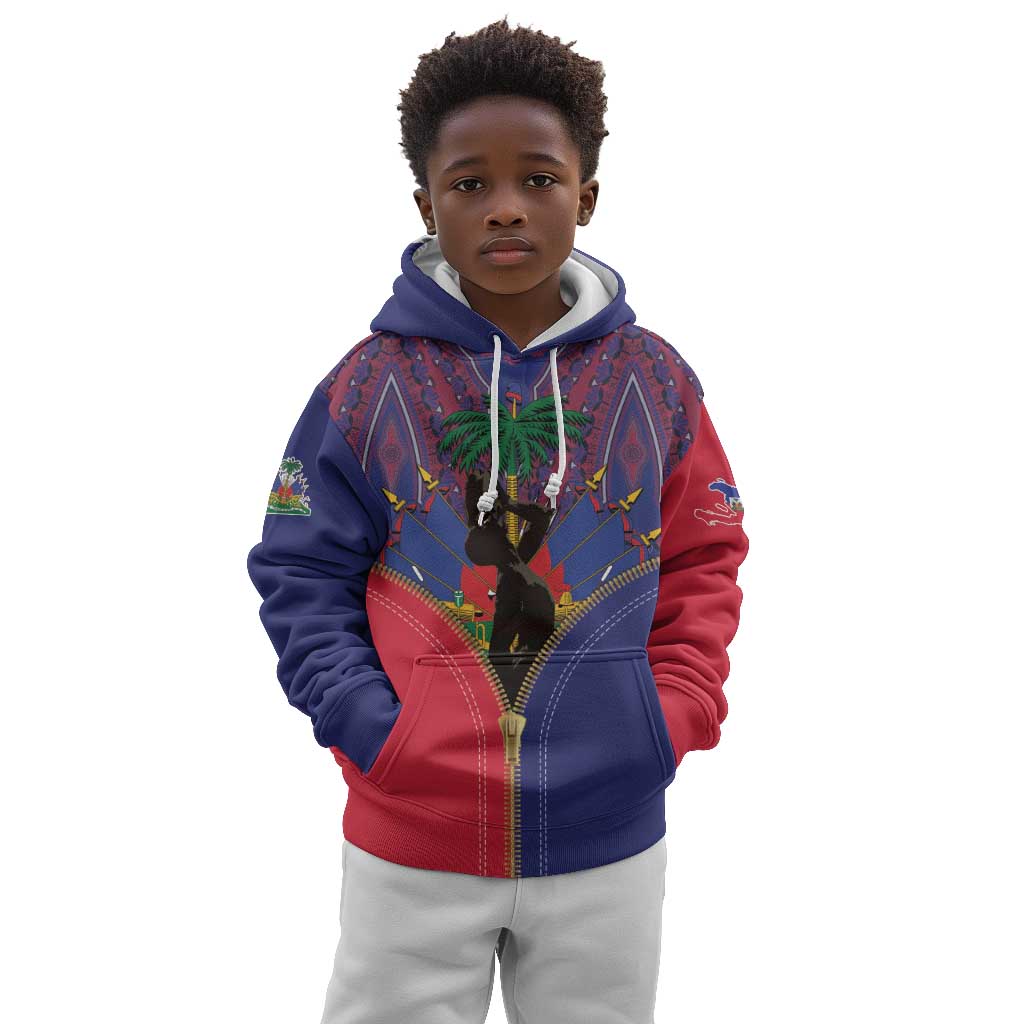 Afro Haiti Heritage Month Kid Hoodie Zipper Stylized