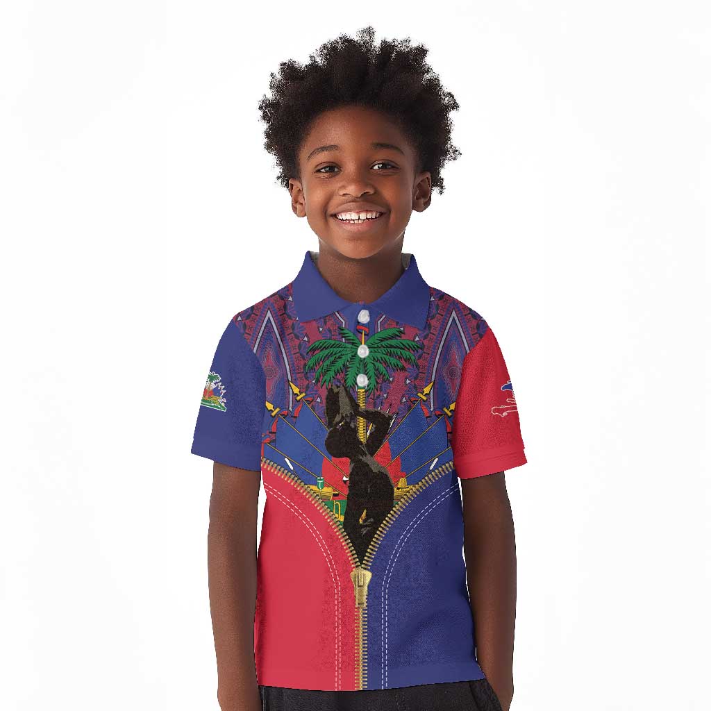 Afro Haiti Heritage Month Kid Polo Shirt Zipper Stylized