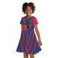 Afro Haiti Heritage Month Kid Short Sleeve Dress Zipper Stylized