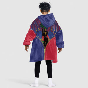 Afro Haiti Heritage Month Kid Wearable Blanket Hoodie Zipper Stylized