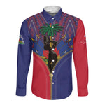 Afro Haiti Heritage Month Long Sleeve Button Shirt Zipper Stylized