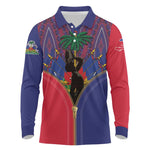 Afro Haiti Heritage Month Long Sleeve Polo Shirt Zipper Stylized