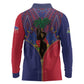 Afro Haiti Heritage Month Long Sleeve Polo Shirt Zipper Stylized
