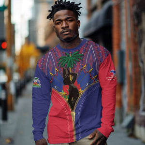 Afro Haiti Heritage Month Long Sleeve Shirt Zipper Stylized