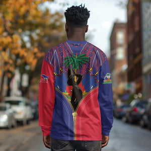 Afro Haiti Heritage Month Long Sleeve Shirt Zipper Stylized