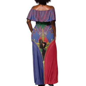 Afro Haiti Heritage Month Off Shoulder Maxi Dress Zipper Stylized