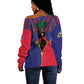 Afro Haiti Heritage Month Off Shoulder Sweater Zipper Stylized