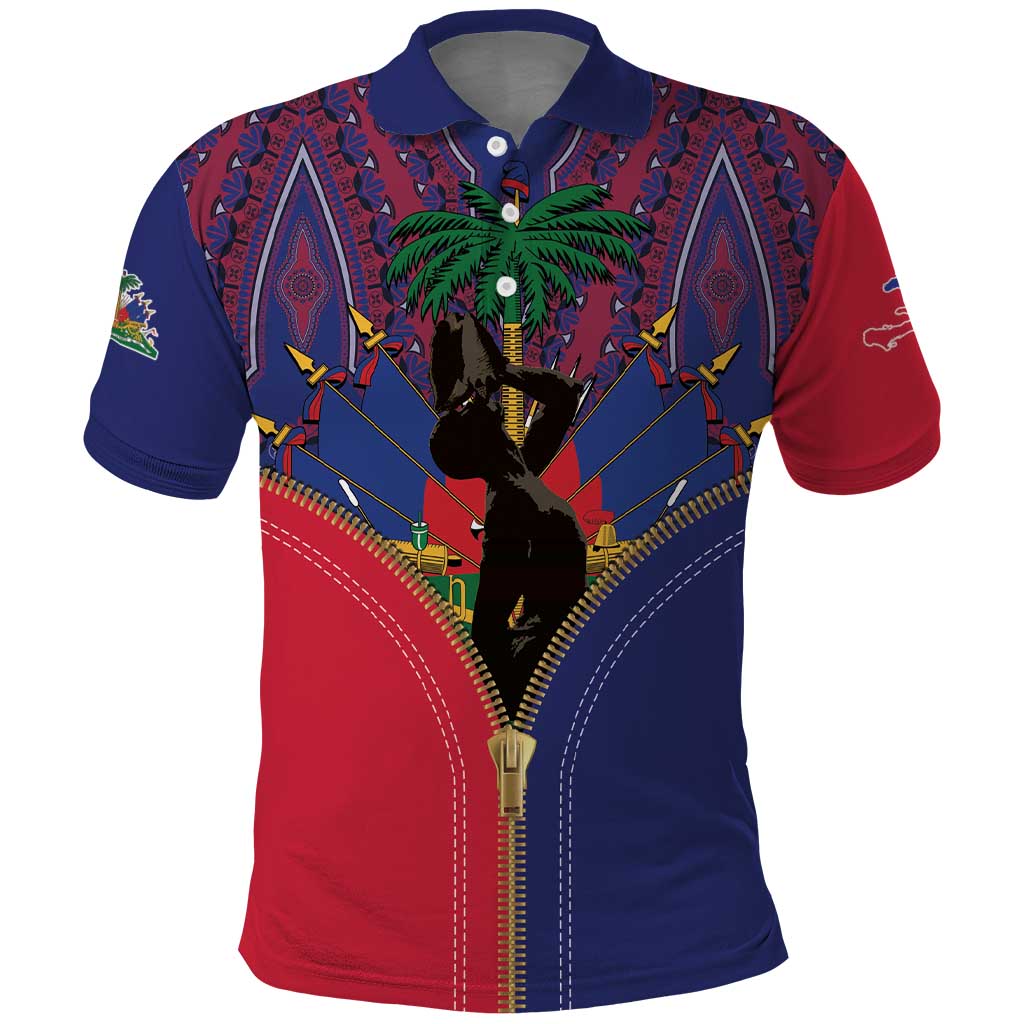 Afro Haiti Heritage Month Polo Shirt Zipper Stylized
