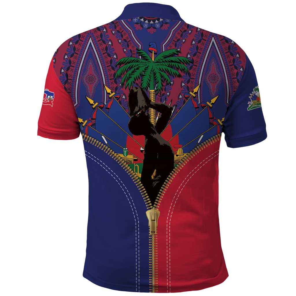 Afro Haiti Heritage Month Polo Shirt Zipper Stylized